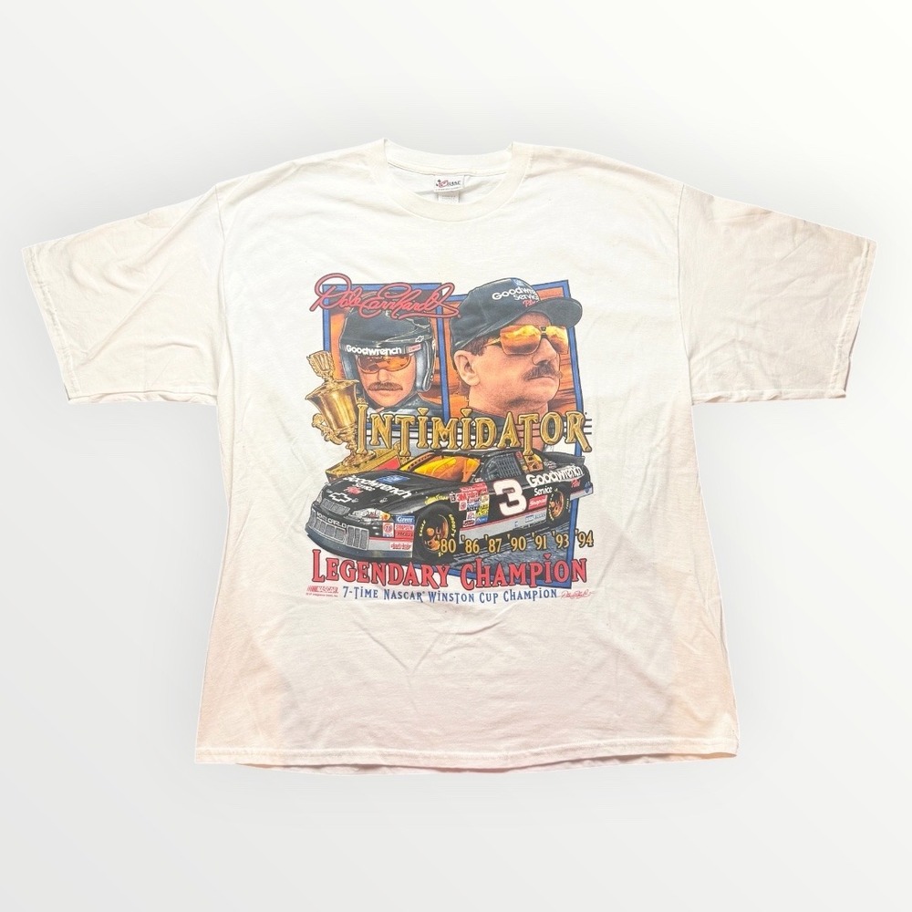 Vintage Chase Authentics Dale Earnhardt Intimidator NASCAR T-Shirt White XXL